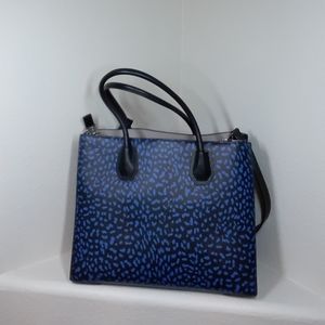 Michael Kors Blue Black Leopard Tote